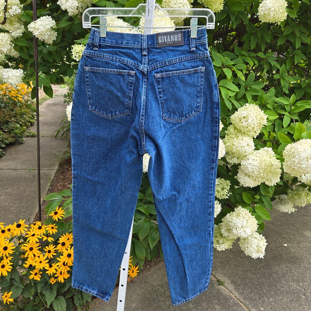 Vintage Gitano Women's Mom Jeans 100% Cotton Dark Wash Preppy Tapered 8 Petite
